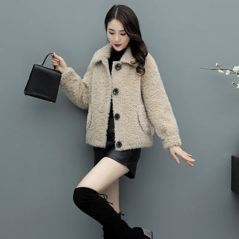 Women's Vintage Winter Fashion Wool Turn-down Collar Slim Coat