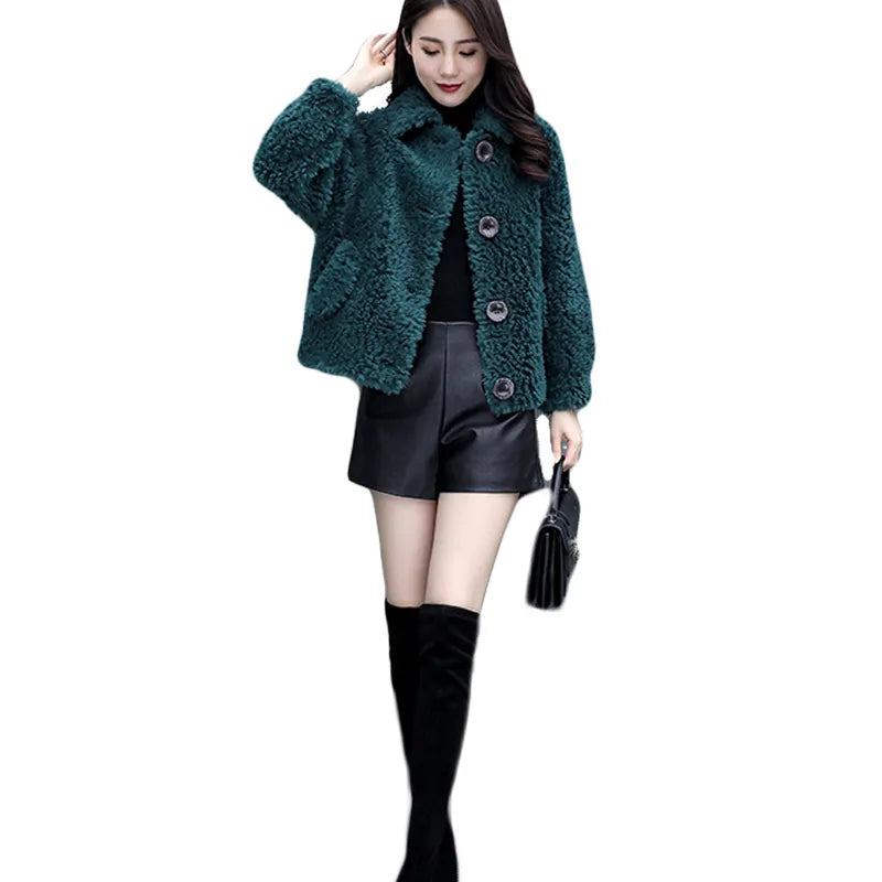 Women's Vintage Winter Fashion Wool Turn-down Collar Slim Coat