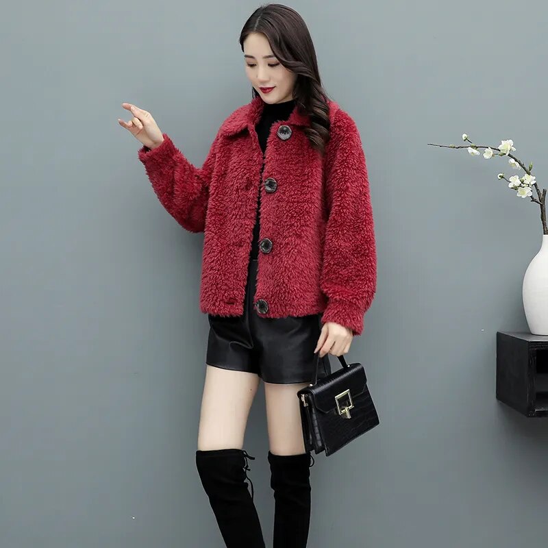 Women's Vintage Winter Fashion Wool Turn-down Collar Slim Coat