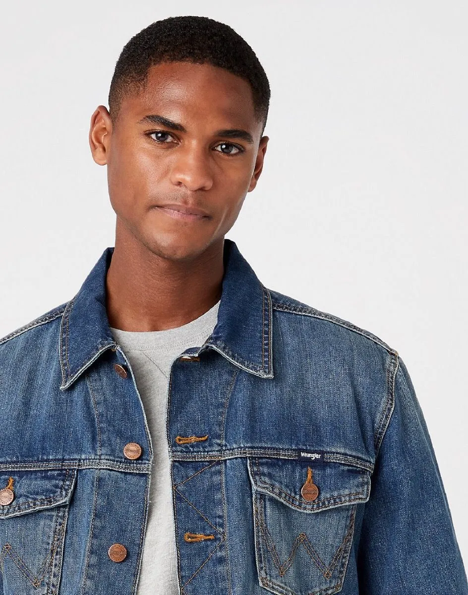 Wrangler Western Denim Jacket Mid Stone