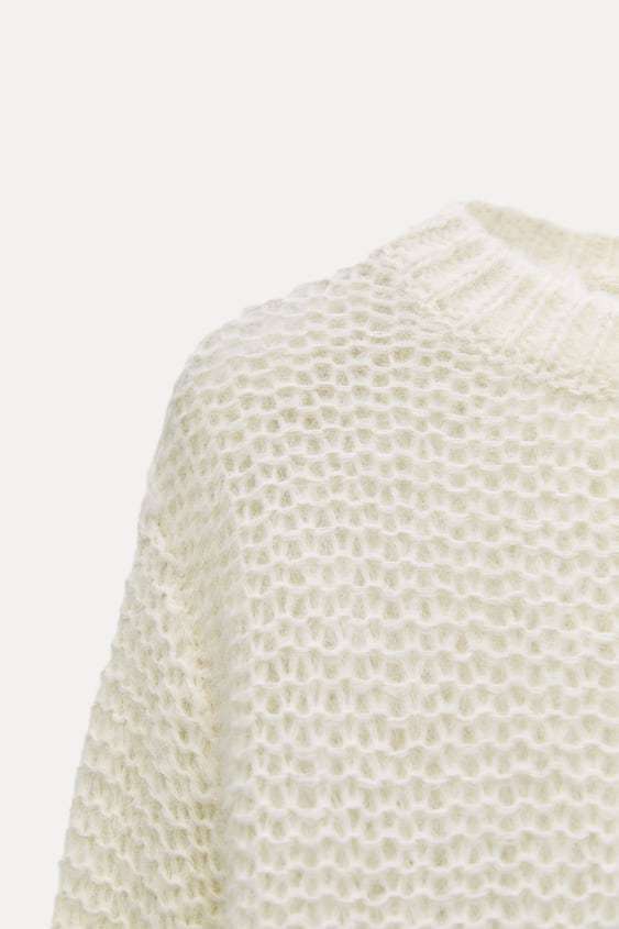 ZARA  |ALPACA BLEND OPEN KNIT SWEATER