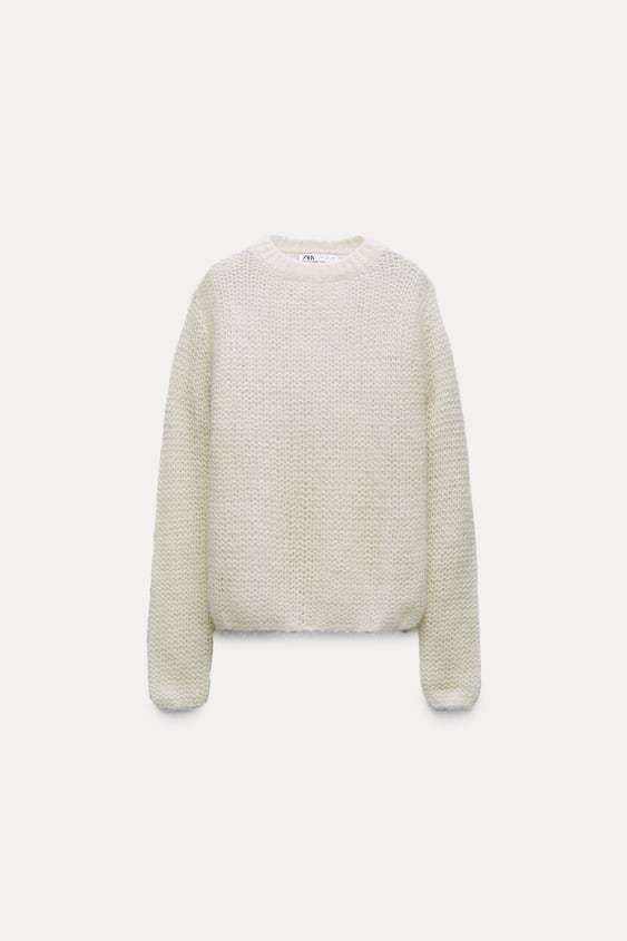 ZARA  |ALPACA BLEND OPEN KNIT SWEATER