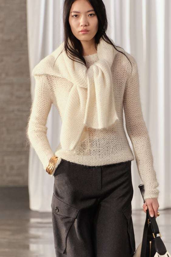 ZARA  |ALPACA BLEND OPEN KNIT SWEATER