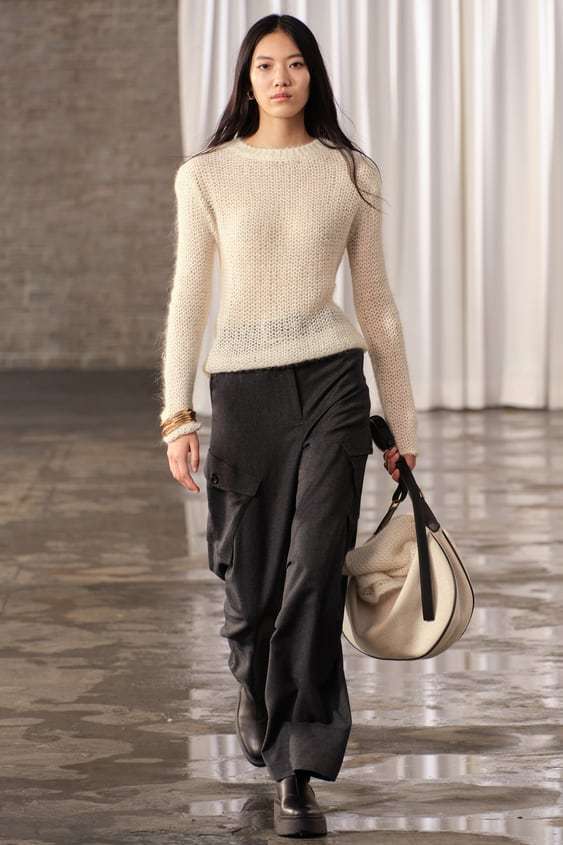 ZARA  |ALPACA BLEND OPEN KNIT SWEATER