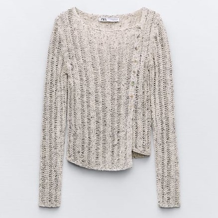 ZARA  |ASYMMETRICAL OPEN KNIT SWEATER