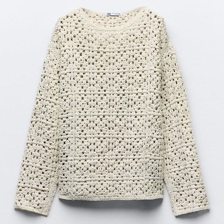 ZARA  |CROCHET CHENILLE SWEATER SWEATSHIRT