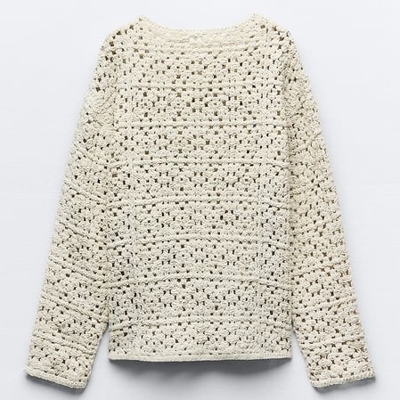 ZARA  |CROCHET CHENILLE SWEATER SWEATSHIRT