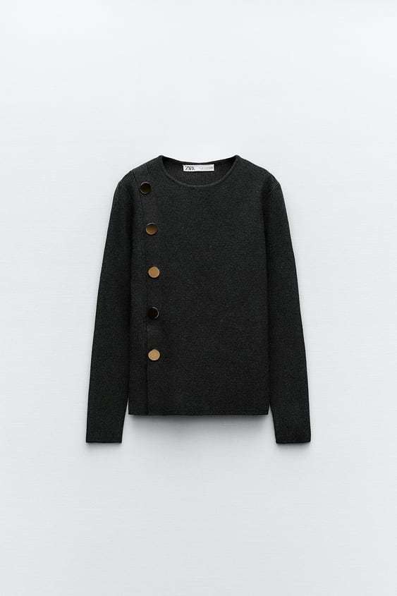 ZARA  |SIDE BUTTON KNIT SWEATER