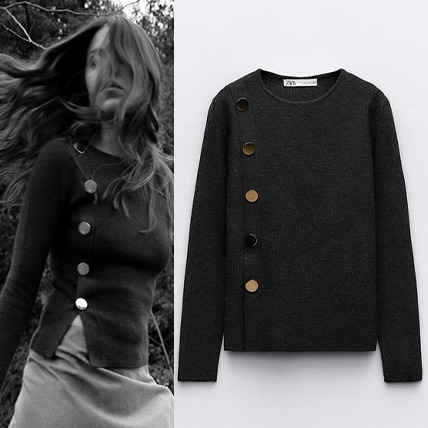 ZARA  |SIDE BUTTON KNIT SWEATER