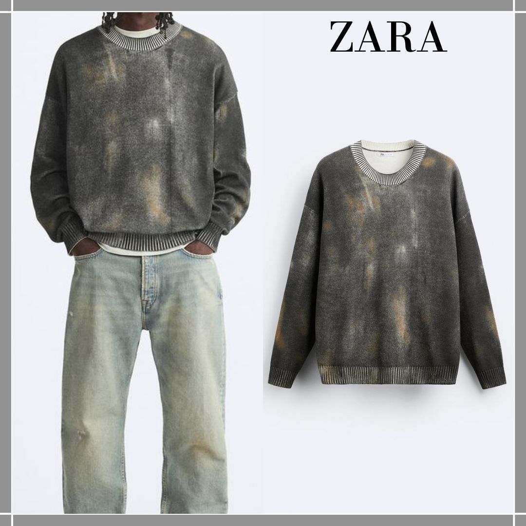 ZARA  |WASHED PRINTED SWEATER